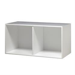 Smal KVADRAT reol med 2 rum - hvidmalet birk